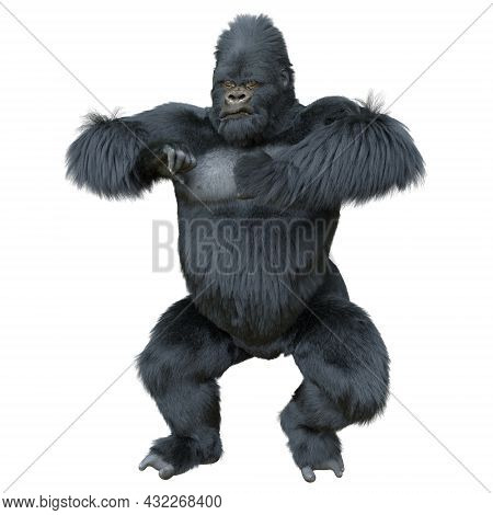 Black Silver Gorilla 3d Illustration Isolated On White