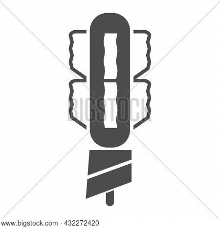 Korean Hot Dog Solid Icon, Asian Food Concept, Hotdog Sausage Covered With Potatoes Vector Sign On W