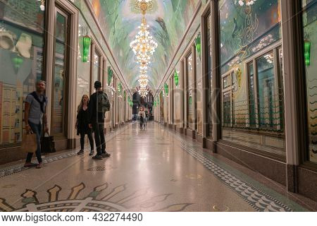 Amsterdam Netherlands - August 17 2017; Ornately Decorated Beurs Oersoep Passageway In Damrak Area O