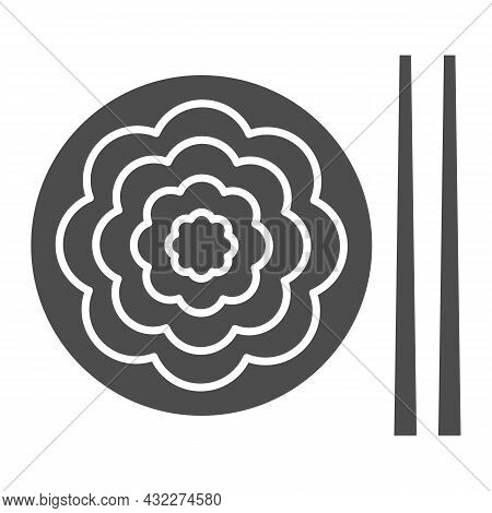 Fried Yakisoba Noodles Solid Icon, Asian Food Concept, Chinese Noodle Stir Fry Dish Vector Sign On W