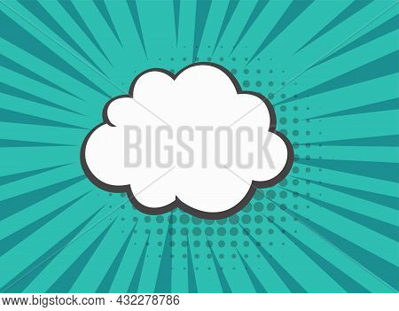 Empty Cartoon Black And White Cloud, Blue Speech Bubble. Stock