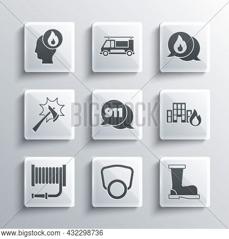 Set Gas Mask, Fire Boots, In Burning Buildings, Telephone Call 911, Hose Reel, Firefighter Axe, And 