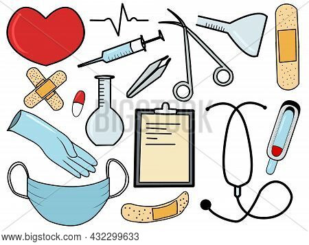 Medical Stuff Vector Illustration Isolated In A White Background