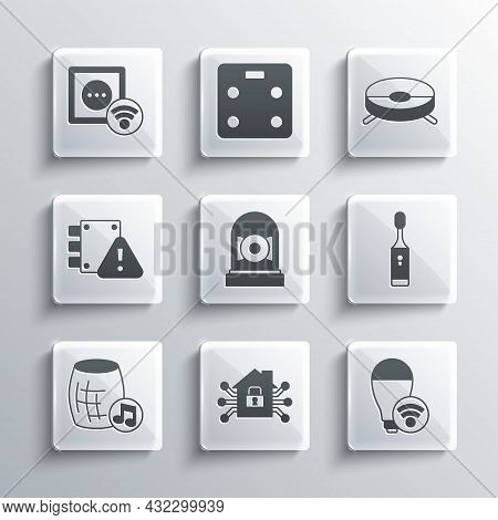 Set Smart Home, Light Bulb, Electric Toothbrush, Ringing Alarm Bell, Voice Assistant, House Under Pr