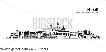 Cityscape Building Abstract Simple Shape And Modern Style Art Vector Design - Chiclayo City