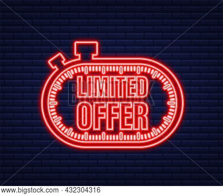 Limited Offer, Great Design For Any Purposes. Neon Icon. Best Product. Vector Stock Illustration.