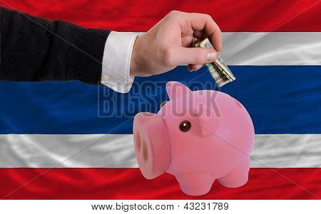 タイの国旗と豊富な貯金ドル