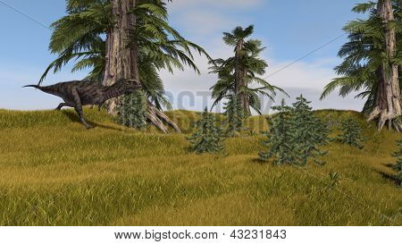 Majungasaurus v džungli