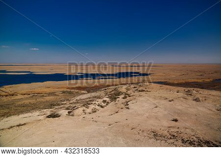 Landscape Of Sudochye Lake Aka Part Of Former Aral Sea At Urga Fishing Village At Karakalpakstan, Uz