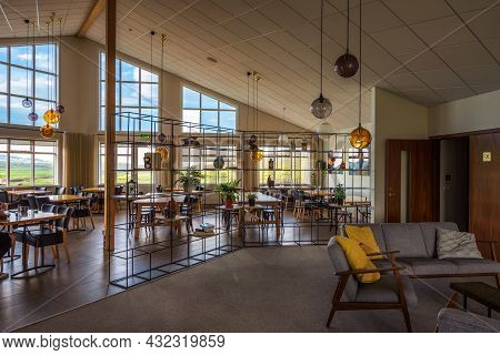 Gullfoss, Iceland - June 29, 2020 : Restaurant Interior Of Hotel Gullfoss Located Near The Gullfoss 