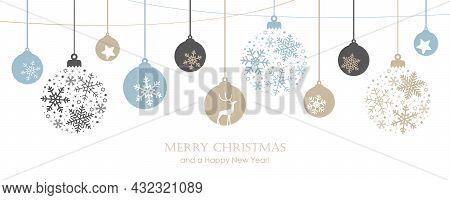 Merry Christmas Card With Hanging Ball Decoratoin