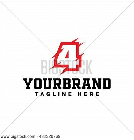 Symbol Number Four, With Claws, White Background