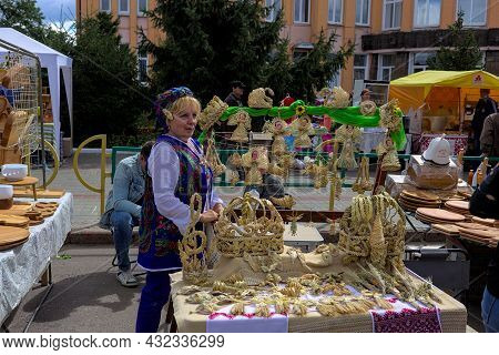 Korosten', Ukraine - September 4, 2021: Open Air Traditional Crafts Fair. National Ukrainian Clothin