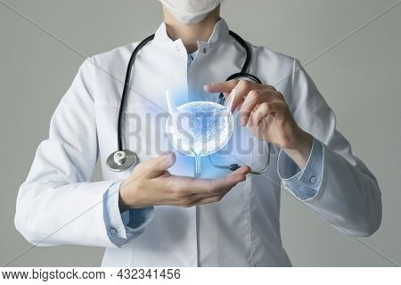 Bladder Issues Medical Concept. Photo Of Female Doctor, Empty Space.