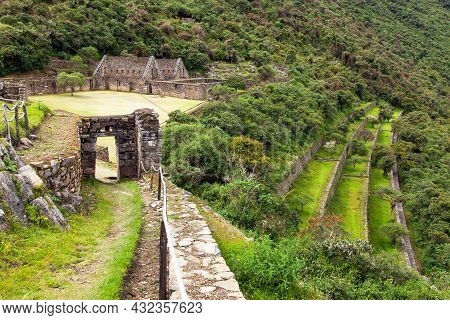 Choquequirao, One Of The Best Inca Ruins In Peru. Choquequirao Inca Trekking Trail Near Machu Picchu
