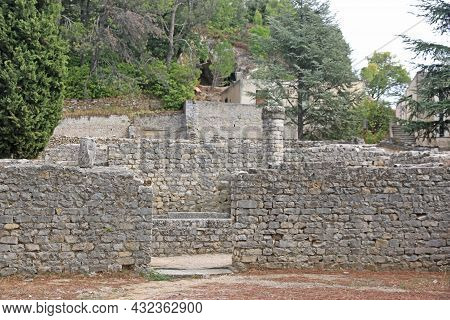 Roman Wall Remains In Vaison-la-romaine In France