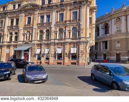 Old Facade Building House Of Rusov On Sobor Square Historical Center Odessa City Ukraine