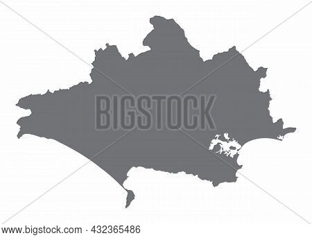 Dorset County Silhouette Map Isolated On White Background, England