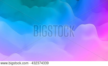 3d Render. Abstract Fantastic Background, Liquid Gradient Of Paint With Internal Glow Forms Hills Or