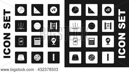 Set Square Root Of X Glyph, Geometric Figure Sphere, Graph, Schedule, Chart, Diagram, Pie Infographi