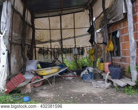 A Very Mesy And Dirty Shed In A Farm House Near The Town Of Arcabuco, In Central Colombia.
