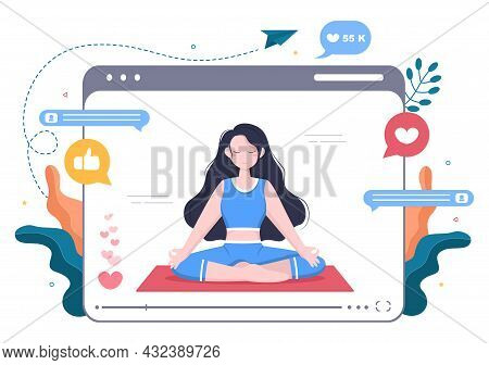 Fitness Blogger On Yoga Content Creator Background Recording Online Video Classes Of Sports Exercise