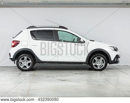 Novosibirsk, Russia - August 19, 2021: Renault Sandero Stepway , Side View. Popular Car On A Parking