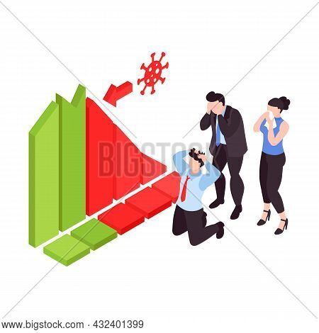 People In Panic Watching Chart Representing Stock Market Crash During Covid19 Financial Crisis Isome