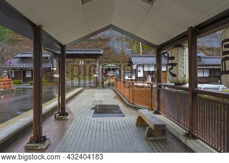 Nagano, Japan - Dec 16 ,2019 : View Of Yokoyu River And Cityscape Of Shibu Onsen In Nagano City, Jap