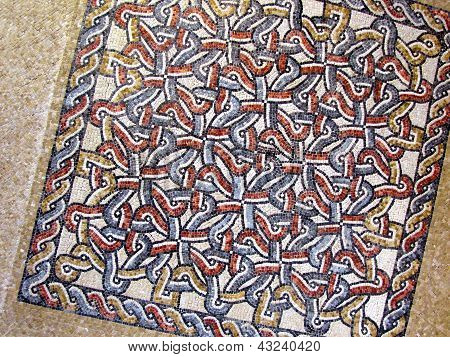 Ancient Mosaic In Good Samaritan Byzantine Church