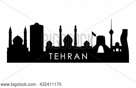 Tehran Skyline Silhouette. Black Tehran City Design Isolated On White Background.
