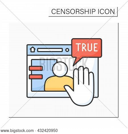 Deplatform Color Icon. Limitation Actions On Particular Website.unacceptable Person. Persona Non Gra