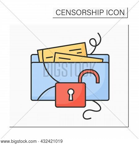 News Leak Color Icon. Unsanctioned Release Of Confidential Information To News Media. Premature Info