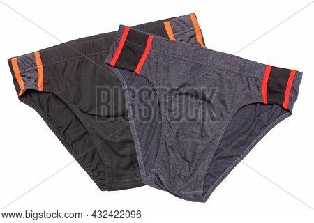 Underware Isolated. Close-up Of Two Black And Gray Male Underware Or Underpant Isolated On A White B