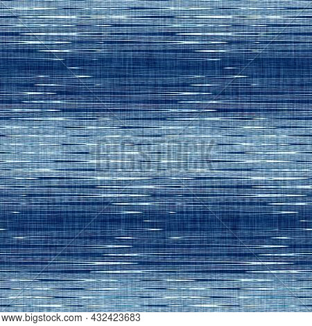 Classic Blue Woven Stripe Masculine Shirt Fabric Texture. Navy Space Dyed Marled Melange Background.