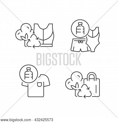 Lessening Impact On Environment Linear Icons Set. Sustainable Activewear. Ethical Bathing Suit. Cust