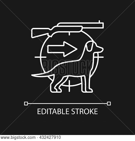 Dog Handler White Linear Icon For Dark Theme. Breeds For Catching Preys. Retriever And Hound. Thin L
