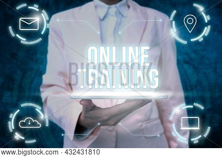 Conceptual Display Online Training. Concept Meaning Computer Based Training Distance Or Electronic L