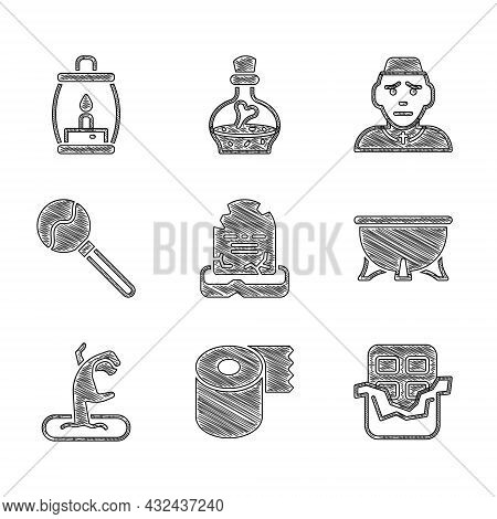 Set Tombstone With Rip Written, Toilet Paper Roll, Chocolate Bar, Halloween Witch Cauldron, Zombie H