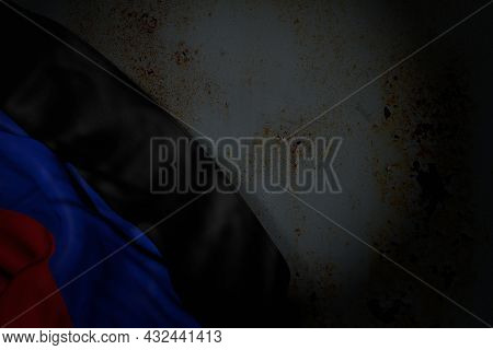 Pretty Anthem Day Flag 3d Illustration
 - Dark Image Of Donetsk Peoples Republic Flag With Big Folds