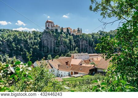 Vranov Nad Dyji Chateau In South Moravia Is Czech National Cultural Monument.fairy Tale Castle In Ba