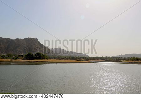 View Of Beautiful View Of River And Hills In Idar (sabarkantha) Gujarat