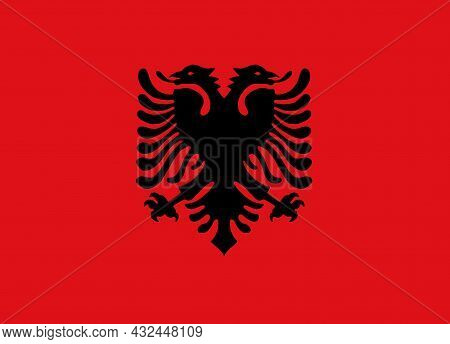 Albania Flag On South-eastern Europe's Balkan Peninsula