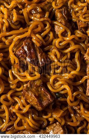 Homemade Trendy Korean Jjapaguri Noodles With Beef