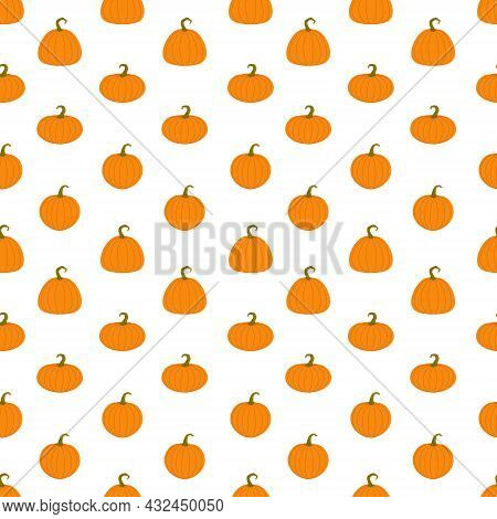 Vector Seamless Pattern With Pumpkins. Autumn Texture For Fabrics, Paper, Textile, Gift Wrap. Hallow