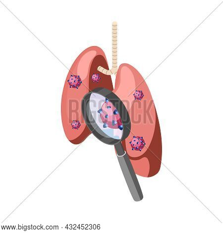 Infected Lungs Inspection Isometric Color Icon 3d Vector Illustration