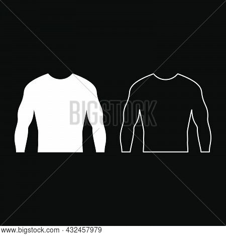 Rashguard Long Sleeves Top Icon White Color Vector Illustration Flat Style Simple Image Set