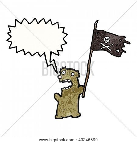 cartone animato teddy bear con bandiera pirata