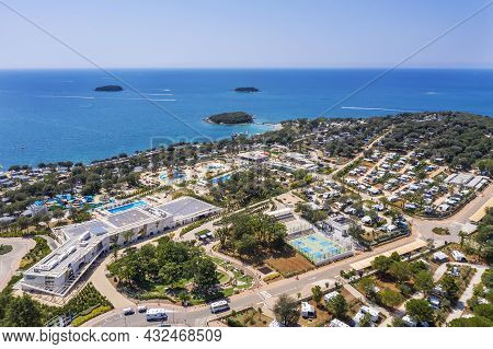 Funtana, Croatia - July 31, 2021: An Amazing Aerial View Of Istra Premium Camping Resort, Owned By H
