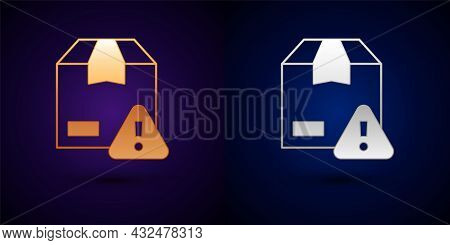 Gold And Silver Delivery Security With Shield Icon Isolated On Black Background. Delivery Insurance.